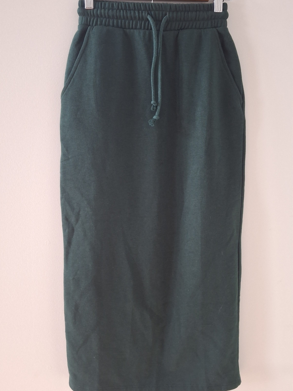 Zara Casual Drawstring Pencil Skirt in Dark Green With Pockets Small Sweat Suit